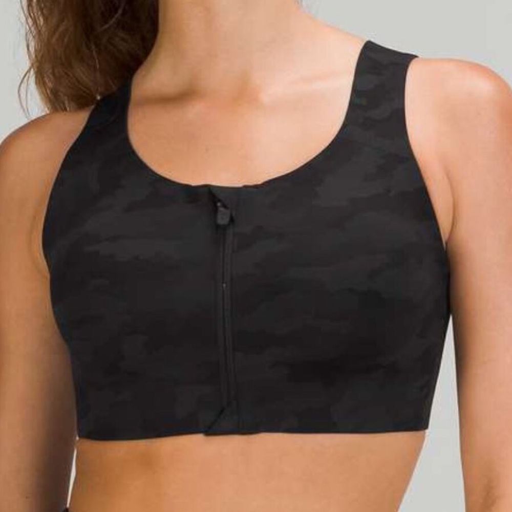 Lululemon Enlite Front Zip High-Support Sports Bra - Black Heritage Camo - 34C